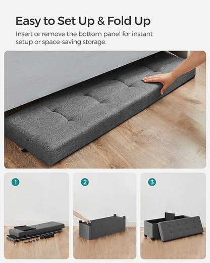 SONGMICS Storage Ottoman Bench, Foldable Foot Rest with Legs, 15 x 43 x 15.7 Inches, End of Bed Bench, Storage Chest, Load up to 660 lb, for Living Room, Bedroom, Entryway, Slate Gray ULSF018G01