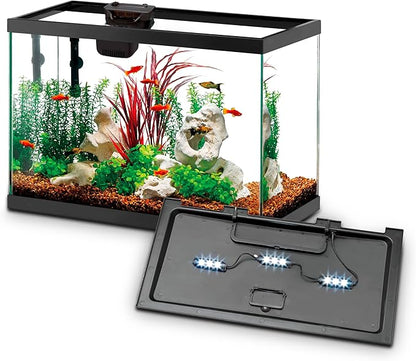 Aqueon Aquarium Starter Kit with Smart Clean Filtration and LED Lighting, Freshwater and Saltwater Fish, Perfect for Tetras, Guppies, Platies, 10-Gallon