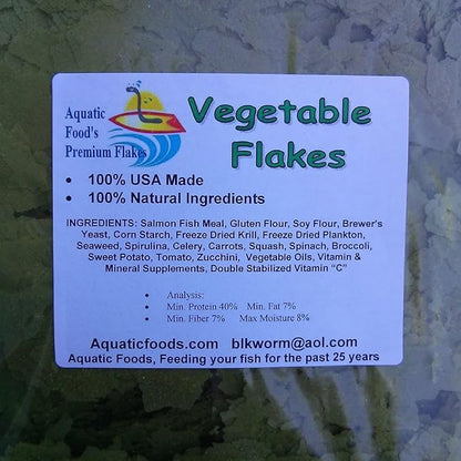 Aquatic Foods Inc. Intense Multi Vegetable Flakes for African Cichlids, Central & South American Cichlids, Tetras, Live Bearers, All Tropical Fish…AF Flakes...1/2-lb