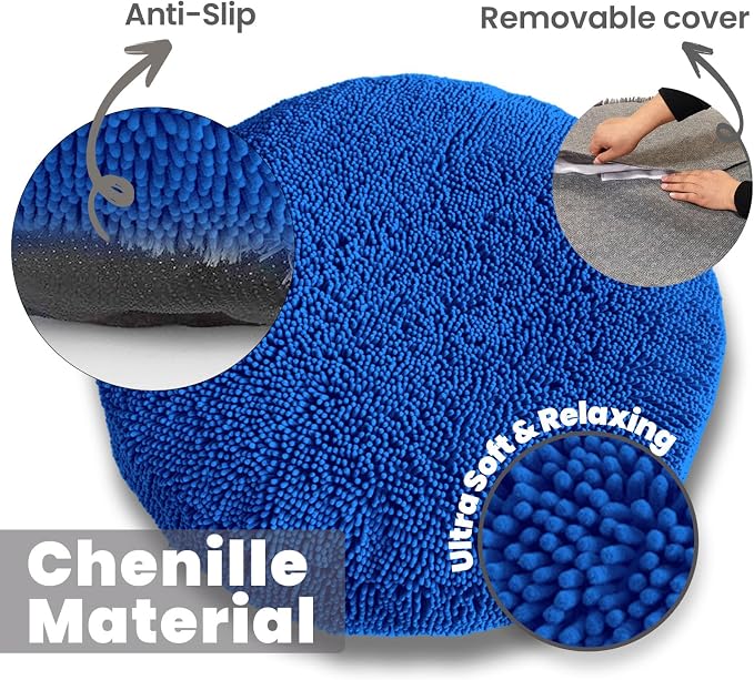 Muddy Mat® Cloud K-9 Bed for Dogs & Cats, Soft & Relaxing Donut Dog Bed, Chenille Material, Removable Cover, Washable & Dryer Safe–Navy Blue Large(40'x40')