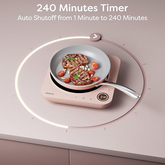 CIARRA CATIH1A-P Portable Induction Cooktop, Slim Single Electric Countertop