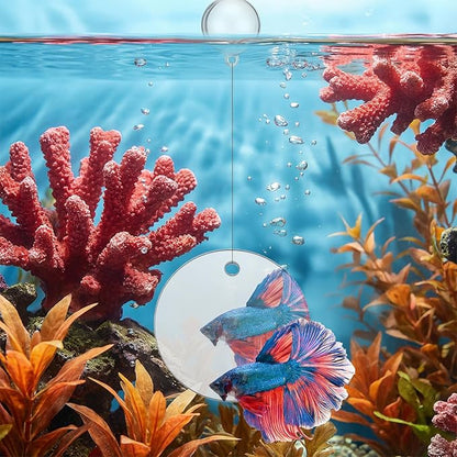 Xthrotsenk 2 Pcs Betta Enrichment Toys Betta Fish Toys Beta Exercise Ring Floating Mirror Set Fish Feeding Ring Bettas Tank Accessories for Aquarium Beta Tank
