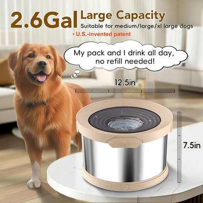 UPSKY 10L Dog Water Bowl No Spill Stainless Steel for Slow Drinking Beige | Large Capacity, Spill-proof, Non-slip Design, Durable, For Large Dogs, Messy Drinkers & Multi-pet Homes, Outdoor / Indoor