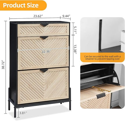 Shoe Cabinet Storage with 2 Flip Drawers, Narrow Hidden Shoes Organizer Cabinet