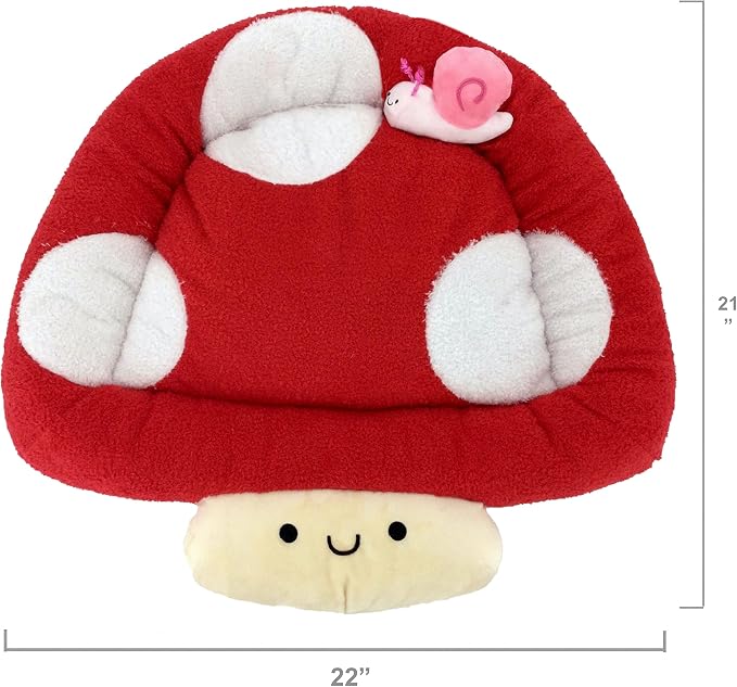 TONBO Soft Plush Small Cute and Cozy Nature Dog Cat Bed, Washer and Dryer Friendly (Mushroom)