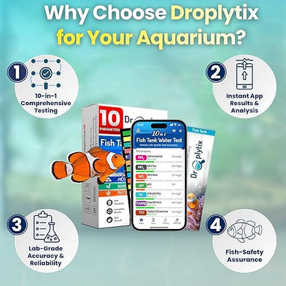 Digital Aquarium Water Test Kit, App-Enabled 10-in-1 Freshwater & Saltwater