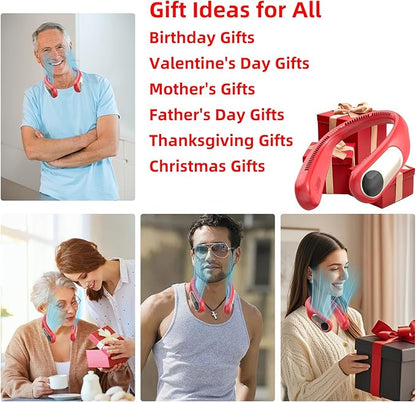 Portable Neck Fan, Personal Wearable Bladeless Fan, LED Display, 6000mAh USB