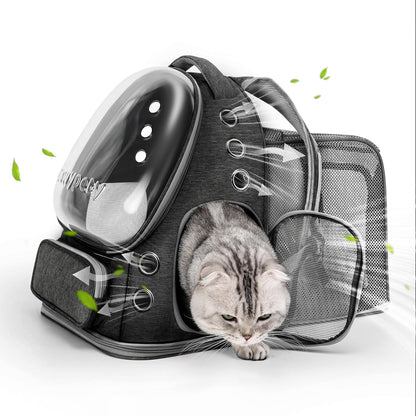 Expandable Cat Backpack,Cat Bubble Backpack Carrier for Carrying Cats, Pets and Small Dogs,Airline-Approved,Designed for Travel, Hiking, Walking,Car （Black
