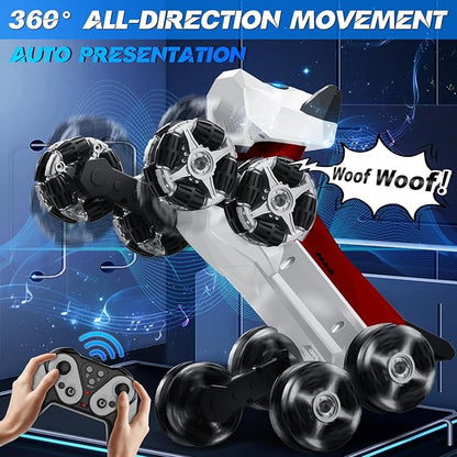 NQD® Robot Dog Toy, 360°Rotate Remote Control Robot Dog with Dancing & Sound FX, Remote Control Cars RC Stunt Robotic Dogs with LED Eyes, Electronic Pet Toys Gifts for Boys Kids Age 3-5 6-7 8-12