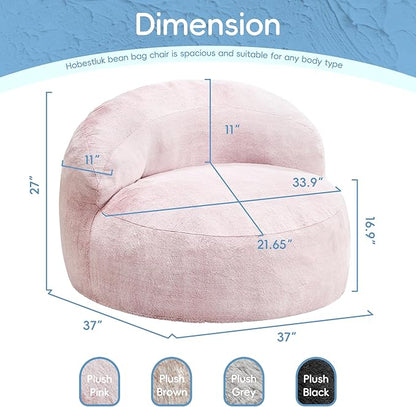 Hobestluk Bean Bag Chair Giant Bean Bag Chairs for Adults Big Bean Bag Chair with Memory Foam Filler Adults Large Beanbag with Faux Fur Cover for Bedroom (Plush Pink,Large)