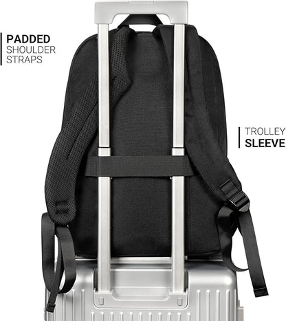 ZORFIN 26L Black Backpack for College, and Travel: Water Resistant Bookbag