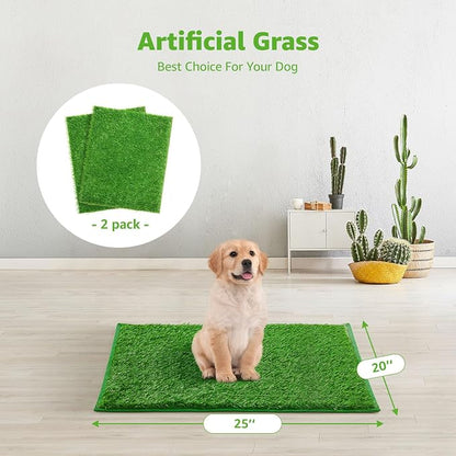 Artificial Dog Grass Pad 2 Pack，20"x 25" Replacement Fake Grass Turf Mat | Easy to Clean, with Drainage, Reusable, Realistic, Fake Grass Mat, for Apartment, Balcony, Outddor Use