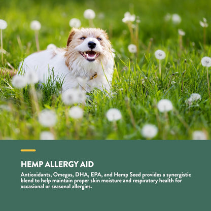 NaturVet Hemp Allergy Aid Supplement for Dogs, Hemp Seed, Antioxidants, Omegas, Dha & Epa for Healthy Skin & Respiratory Health, 120 Count