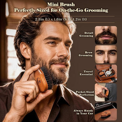 Beard Brush & Comb Set for Men Since 1965 British Craftsmanship | Boar Bristle Beard Brush Set with Large & Mini Pocket Brush, Wooden Beard Comb & Grooming Accessories for Beard Care
