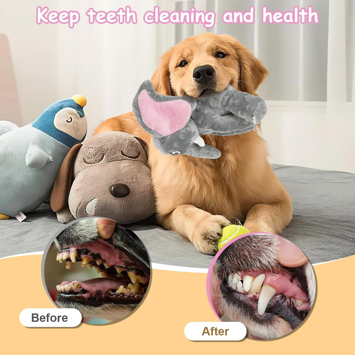 Plush Large Dog Toys with Squeaker and Crinkle Paper, Interactive Puppy Chew and Teeth Cleaning Toy, Pet Toys for Small, Medium and Large Dogs