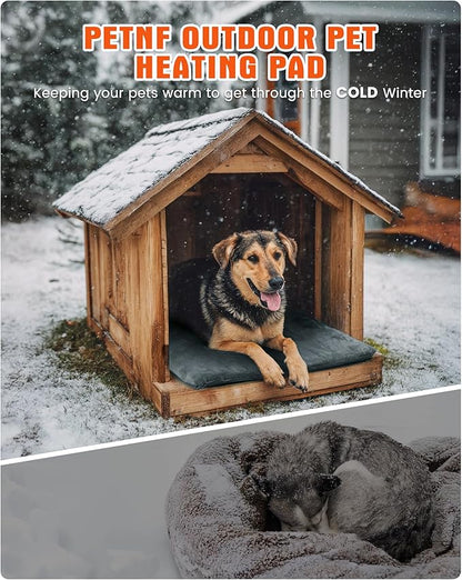 PETNF Outdoor Pet Heating Pad for Cats & Dogs, 100.4-107.6°F Auto Temp Control, Waterproof Fireproof, for Cat House/Dog Kennel/Carport, Fits Domestic & Stray Pets (Gray 15.7"X19.7")