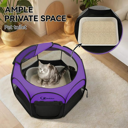 Siedihit Dog Cat Playpen, Puppy Pet Playpen, Small Dogs Tent Crates Cage | Indoor/Outdoor, Portable Pop Up Dog Kennel Playpen with Carrying Case for Dogs/Cats/Rabbits,Purple