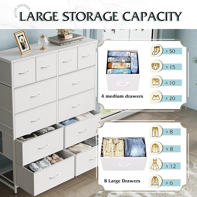 WLIVE Tall White Dresser for Bedroom