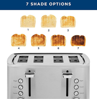 GE Stainless Steel 4 Slice Toaster | Extra Wide Slots