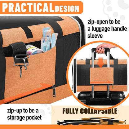 Large Cat Carry Bag, Soft Shell Shih-Tzu Pet Transport Crate, 18x12x12 Top Opening Maltese-Dog Traveling Mesh Kennel 10 Pound, Big Bunny Rabbit Carrying Case Animal Carrier Kitty Product Orange