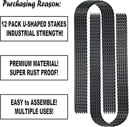10-Inch Trampoline Stakes Heavy Duty U Shaped Rebar Ground Stakes Ground Anchors for Sporting Goods Security, House Construction (12)