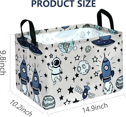 Rec Spaceman Print Box Hamper Storage Basket Collapsible Organizer Bin Gift Shelf Baskets for Home and Kitchen Storage
