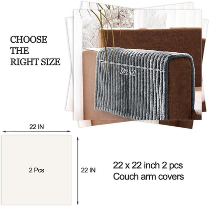 100% Waterproof Couch Arm Covers 2pcs, Fuzzy Chair Arm Covers Thick Soft Recliner Chair Armrest Protectors, Non-Slip Couch Armrest Cover Pet mats for Sofa (Titanium Gray, 22" x 22" 2 Pack)