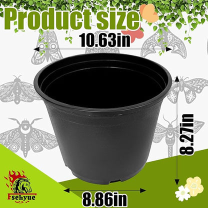 3 Gallon Nursery Pots Plastic Container Injection Molded Pot for Plants Flexible with Drainage Holes Suitable for Plants Soil Growers or Hydroponics Black 10 Pcs