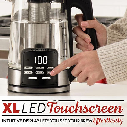 Gourmia Electric Programmable Glass Kettle – 1.7L Temperature Control Tea &