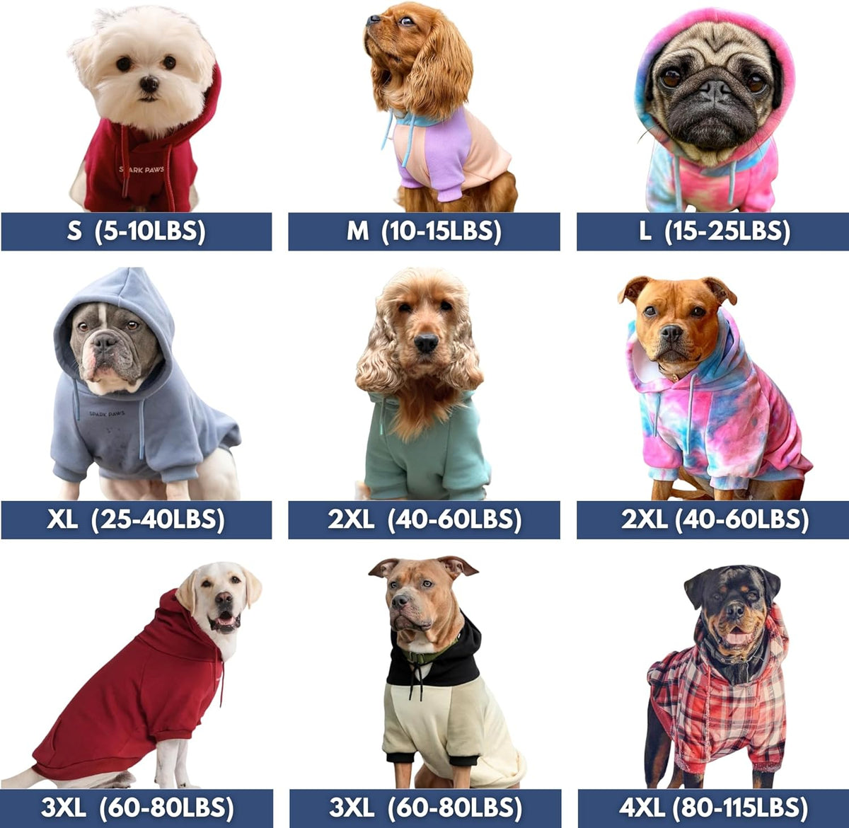 Spark Paws Dog Hoodie – Premium Dog Sweater for Small, Medium, and Large Dogs | Warm Outfits for French Bulldogs, Pitbull, Puppy, Winter Jacket Alternative - Burgundy - 5XL