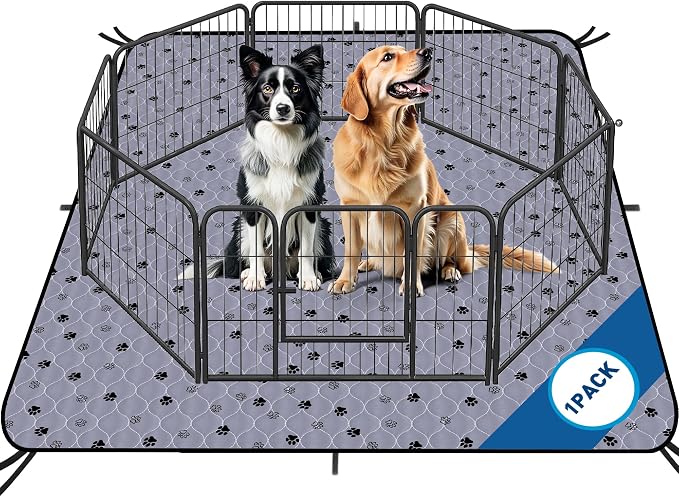Fostanfly Washable Dog Pee Pads Extra Large 72''x80'' Instant Absorb Training Pads, Non-Slip Pet Playpen Mat Waterproof Reusable Floor Mat for Puppy/Senior Dog, Housebreaking & Incontinence