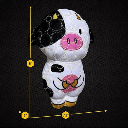 Bite Force -Durable & Strong Dog Toy Cow with Squeaker, Kevlar-Reinforced for Aggressive Chewers for Small Medium Large Dogs - Green.