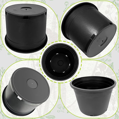 5 Gallon Nursery Pots Plastic Container Injection Molded Pot for Plants Flexible with Drainage Holes Suitable for Plants Soil Growers or Hydroponics Black 10 Pcs