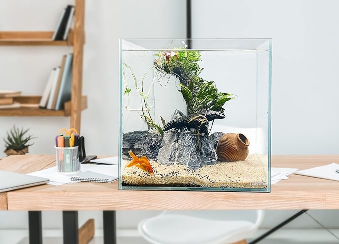 LANDEN 36C 11.5 Gallon Cube Rimless Low Iron Aquarium Tank,W14.2×D14.2×H14.2 in(36x36x36cm) 5mm Thickness with Nano Foam Leveling Mat Included