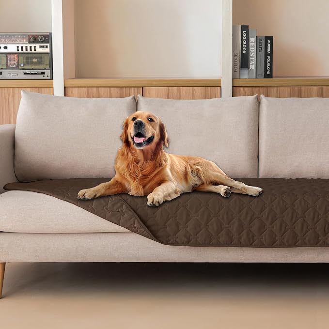 gogobunny 3X Stronger Waterproof Pet Blanket, Scratch Proof Furniture Protector for Dogs Cats, Reversible Cover 30x90 Inch, Dark Chocolate