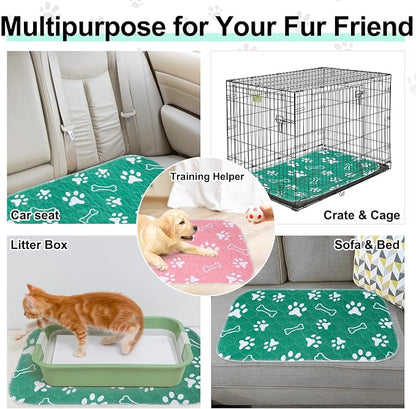 BEAUTYZOO 6 Pack Washable Pee Pads for Dogs,Reusable Puppy Pads 16x24 Green | Waterproof Super Absorbent,Non Slip and Leak-Proof Against Urine,Whelping Pads Mats for Puppy Potty Training,Playpen,Crate