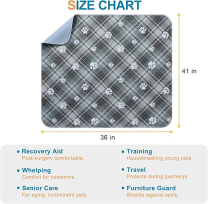 BEAUTYZOO 4 Pack Washable Pee Pads for Dogs,Reusable Puppy Pads 36x41 Plaid | Waterproof Super Absorbent,Non Slip and Leak-Proof Against Urine,Whelping Pads Mats for Puppy Potty Training,Playpen,Crate