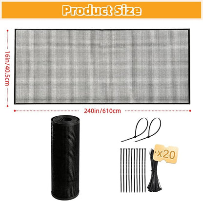 Under Bed Blocker for Pets - Extra Tall Pet Proof Barrier with Zip Ties, Cuttable Furniture Blocker to Stop Dogs, Cats & Toys from Entering Under King/Queen Size Beds & Couches (Black, 240 x 16 Inch)
