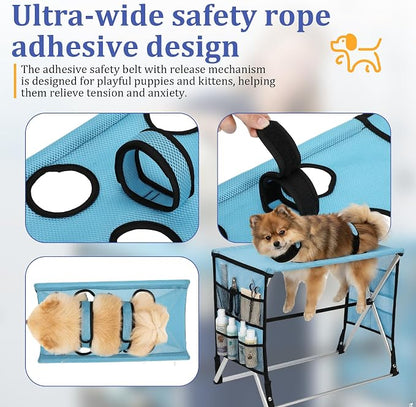 Foldable Pet Grooming Hammock with Stand for Small Dogs & Cats - 8.8 lb | Stand for Dog Grooming Hammock - Aluminium Alloy Support Suitable Support for Nail Trimming, Bathing & Care, No Hook Needed