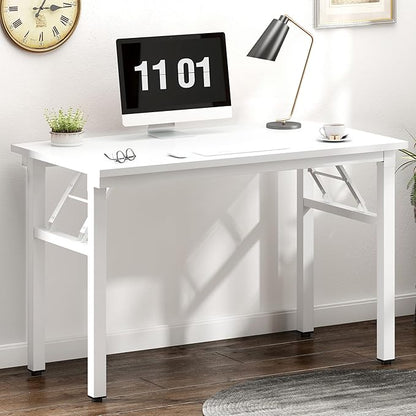 Need 39.4 inch Computer Desk for Small Space Small Folding Table Small Writing Desk Compact Desk Foldable Desk with BIFMA Certification, No Install Needed, White AC5-10060-DW