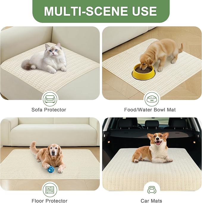 Washable Pee Pads for Dogs Puppy Pad, Cream White 60”x60” 1 Pack | High Absorbent Dog Pee Pad Leak Proof Cat Rugs, Reusable Non Slip Pet Mat, Wee Wee Pads for Training, Crate and Floor