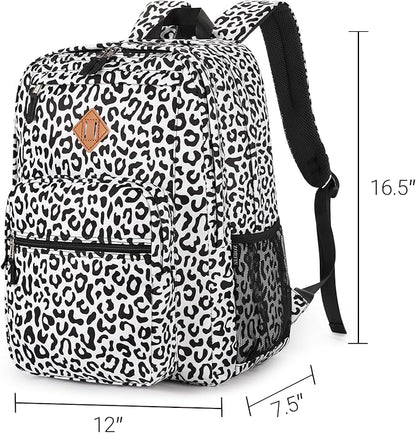 ZORFIN 26L Backpack for College, and Travel: Water Resistant Bookbag - Snow Leopard