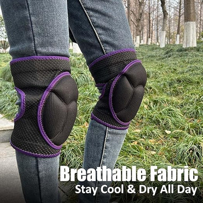 Knee Pads for Cleaning Floors for Women, Mens Knee Pads for Mechanic & Repair Work, Anti-Slip & Safety Knee Cushion for Kneeling on Hard Floor, Fit for Gardeners, Carpenters for Christmas, Purple Large