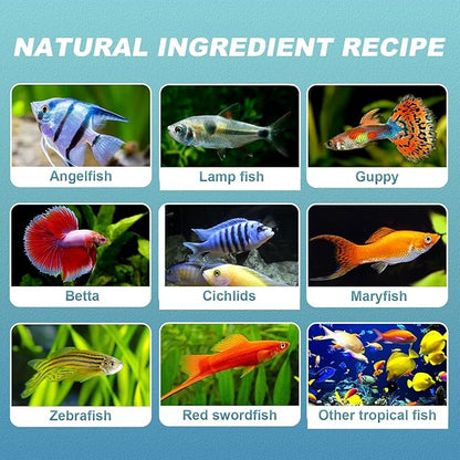 8 OZ Ultrathin Tropical Fish Flakes - High Protein with Krill & Spirulina for Betta, Guppies, Tetra, Angelfish, Color Enhancing Fast Growth Formula