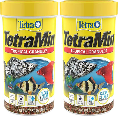 Tetra TetraMin Tropical Granules 3.52 Ounces, Nutritionally Balanced Fish Food (Pack of 2)