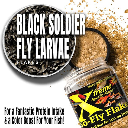 Xtreme So-Fly Flakes - Sustainable Protein from Black Soldier Fly Larva for Tropical Fish - Eco-Friendly Food, Nutrient-Rich, All-Natural Diet - USA Farm Grown (3.5oz)