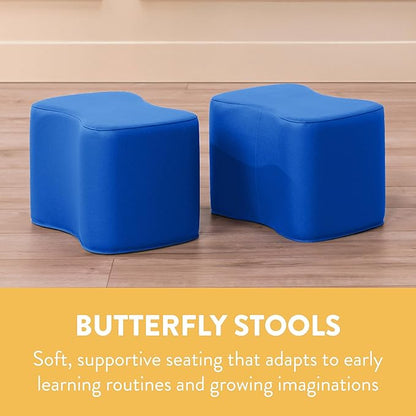 Back2School Express Butterfly Stools, Flexible Seating, Blue, 2-Pack