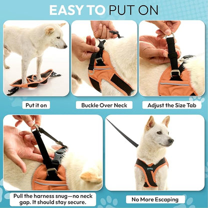 Gooby Escape Free Easy Fit X Step-in Dog Harness, Atlanta Peach, X-Small | Patented escape-free, tightens on back-out; Choke-free X-frame + V-neck; Quick-release buckle; Reflective trim
