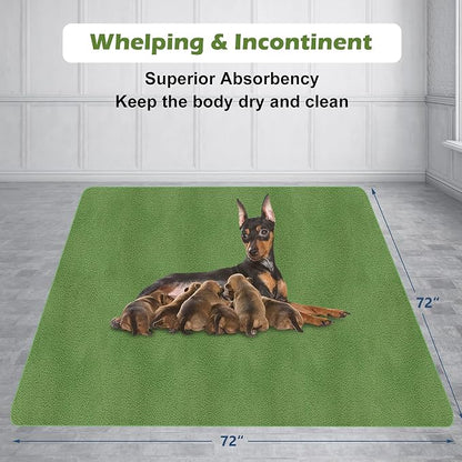 INVENHO Washable Pee Pads for Dogs 72"x72" Reusable Dog Pads Extra Large Upgrade Non-Slip Dog Pee Pads Heavy Absorbency Puppy Pee Pads Quick Dry Whelping Pads/Waterproof Puppy Training Pad