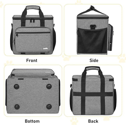 GMAK Pet Grooming Bag, Pets Grooming Tote Bags Supplies Organizer Case Dogs Cats Tools Organizer Tote for Pets Grooming Tools Kit, Clippers, Brush, Scissors or Other Pets Care Supplies, Grey(Bag Only)